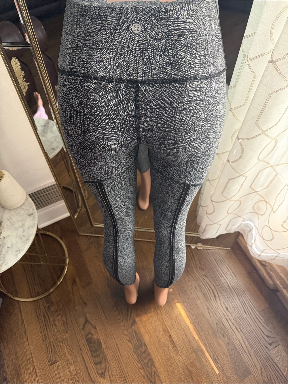 lululemon athletica Gray Black Patterned High-Rise Capri Leggings